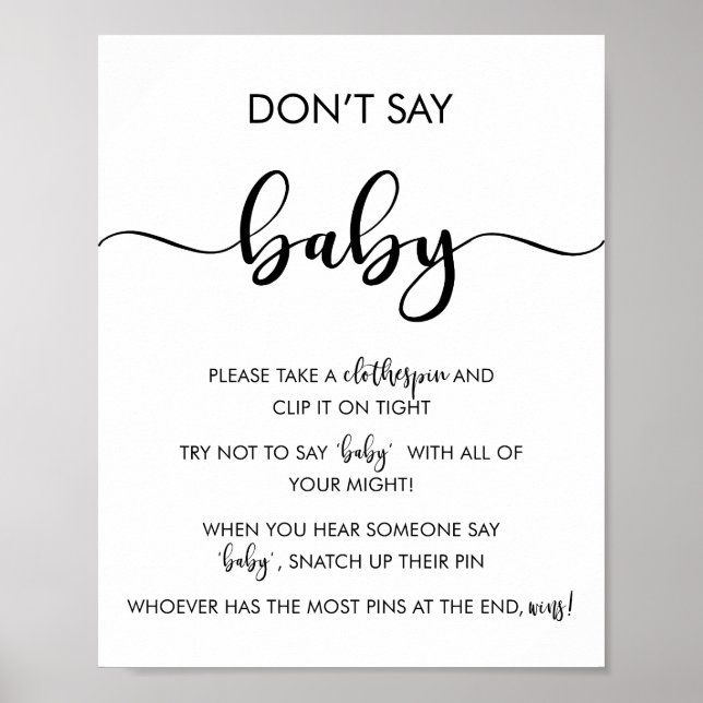 Säg inte Baby babyskylt för babyskor Poster (Framsidan)