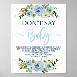 Säg inte Baby blue blommigt Poster