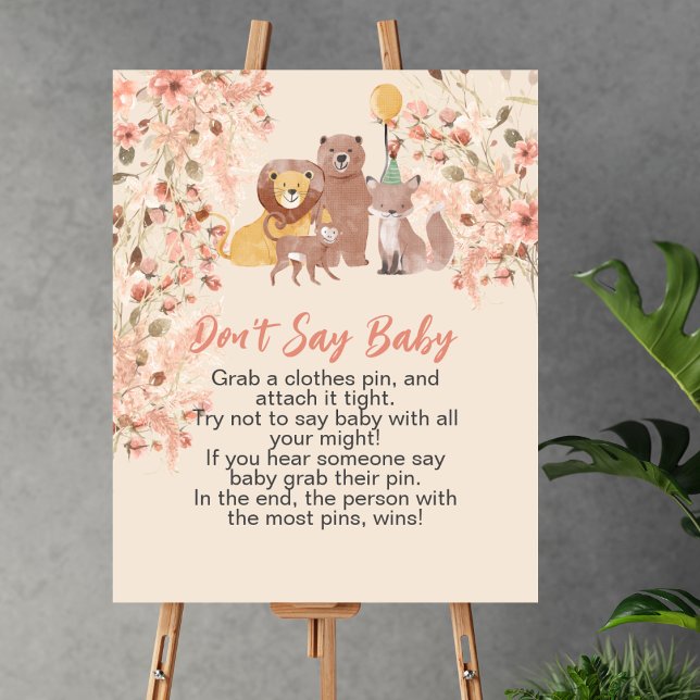 Säg inte baby boho safari rosa pampas-gräs poster (Skapare uppladdad)
