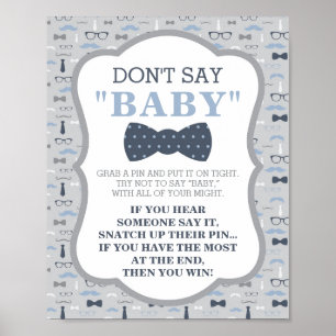 Säg inte Baby, Bow Tie, Blue och Grått Poster