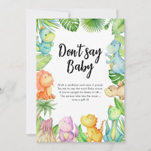 Säg inte baby Dinosaur Baby Shower Game Card Inbjudningar