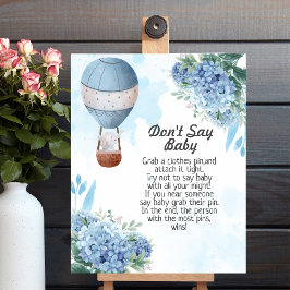 Säg inte baby Elephant Luftballong Hydrangea Poster