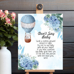 Säg inte baby Elephant Luftballong Hydrangea Poster
