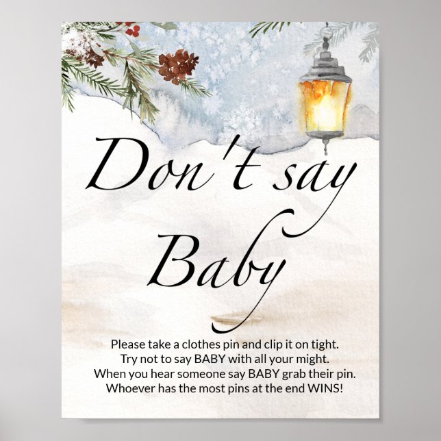 Säg inte baby Evergreen babydusch Poster (Framsidan)