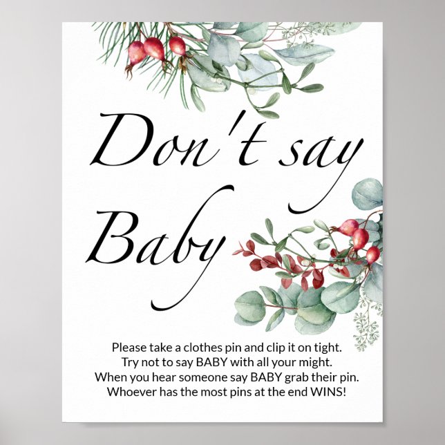 Säg inte baby Evergreen babydusch Poster (Framsidan)