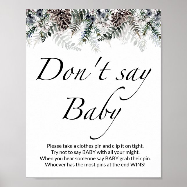 Säg inte baby Evergreen babydusch Poster (Framsidan)