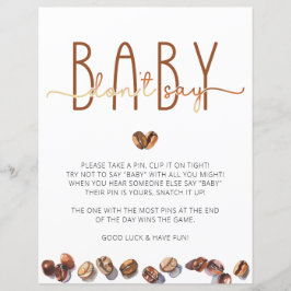 Säg inte baby Kaffe Baby Shower Lek