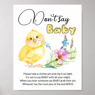 Säg inte Baby, lilla chick-babyduschspel Poster