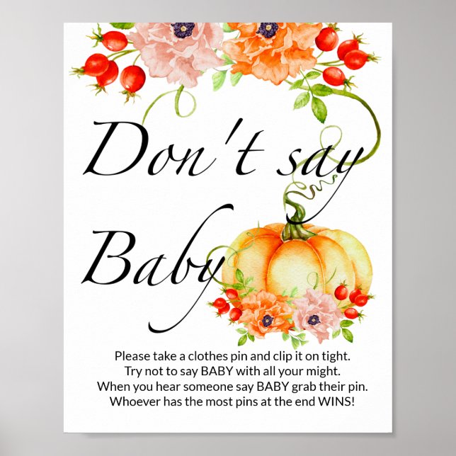 Säg inte baby lilla Pumpkin-babydusch Poster (Framsidan)