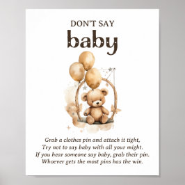 Säg inte Baby Nalle Baby Shower-spel Poster