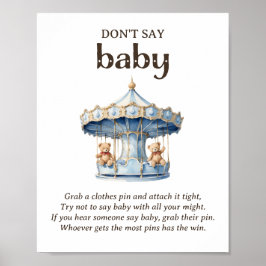 Säg inte Baby Nalle Boy Shower Game Poster
