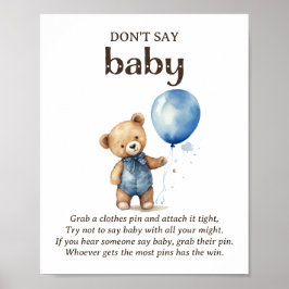 Säg inte Baby Nalle Pojke Shower Game Poster