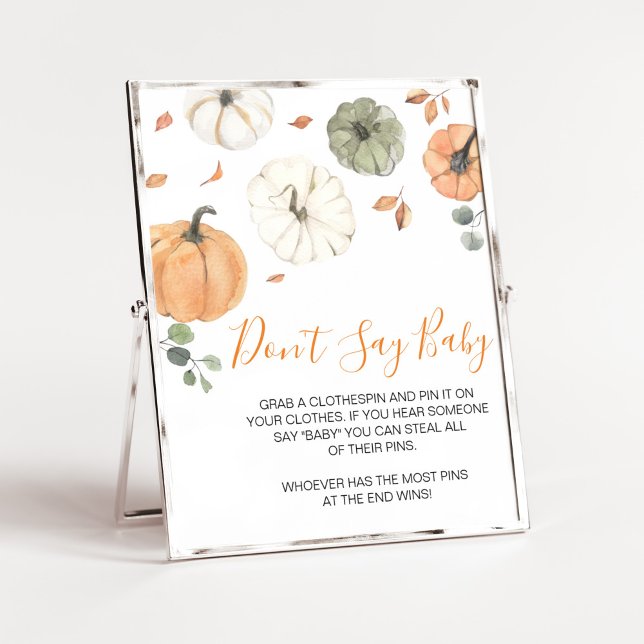 Säg inte Baby Poster (A Little Pumpkin Baby Shower Don't Say Baby Sign)