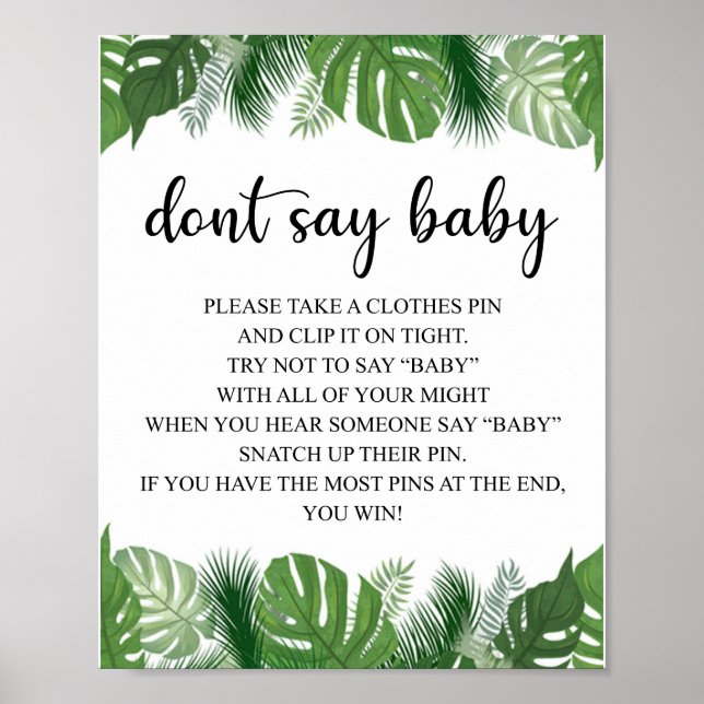 Säg inte Baby - Regler Monstera för babyskor Poster (Framsidan)