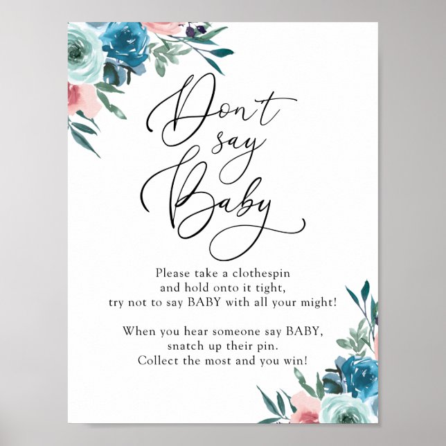 Säg inte Baby Rosa och blått speltecken Poster (Framsidan)