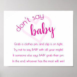 Säg inte Baby Shock rosa Shower-spel Poster