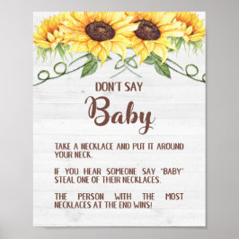 SÄG INTE BABY Solros Shower Game Sign NECKLACE Poster
