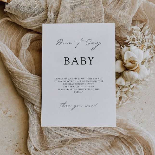Säg inte Baby-spel, babyskylt, Inbjudningar (Don't Say Baby Game, Baby Shower Sign, Invitation)