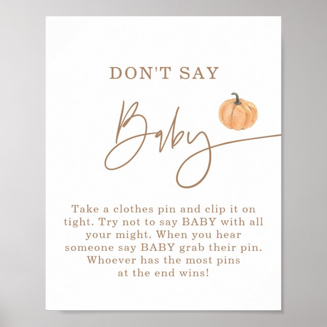 Säg inte Baby-spel, Fall Pumpkin Baby Shower Poster (Framsidan)