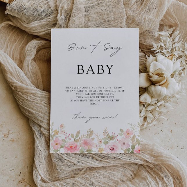 Säg inte Baby-spel, Ro Baby Shower-skylt, Inbjudningar (Don't Say Baby Game, Rose Baby Shower Sign, Invitation)
