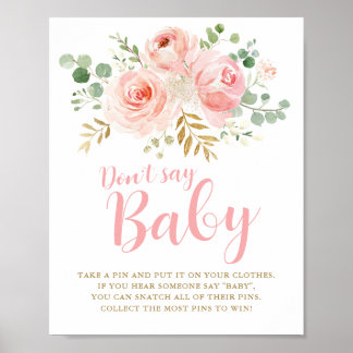 Säg inte Baby-spelskylt,  Rosa-babyskor P Poster