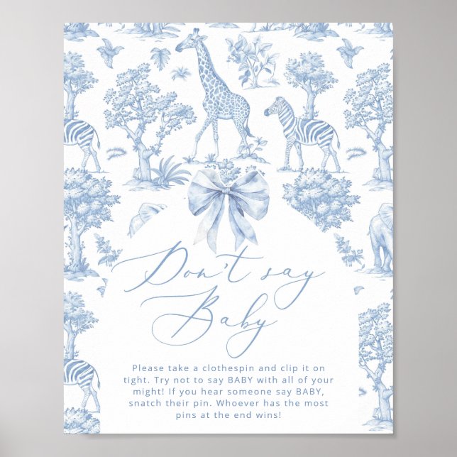 Säg inte baby Toile de Jouy Baby Shower-spel Poster (Framsidan)