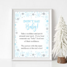 Säg inte Baby Winter Blue Shower Game Sign