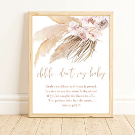 Säg inte babyduschspel pampas-gräs boho poster