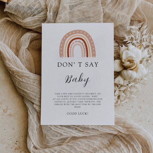 Säg inte babystöld, Regnbåge Inbjudningar (Don't Say Baby Shower Game, Rainbow Invitation)