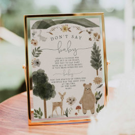 Säg Inte Bebis Tecken Boho Woodland Bebis Shower L Poster