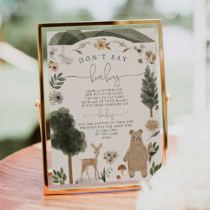 Säg Inte Bebis Tecken Boho Woodland Bebis Shower L Poster
