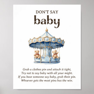 Säg Inte Bebis Teddybjörn Pojke Bebis Shower Lek Poster