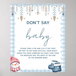 Säg Inte Bebis Vinter Bebis-Babyshower Spelskylt Poster