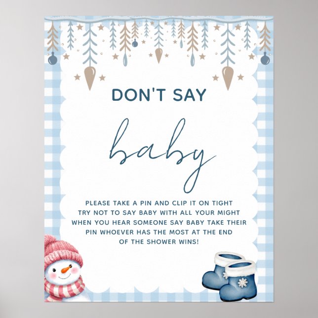 Säg Inte Bebis Vinter Bebis-Babyshower Spelskylt Poster (Framsidan)