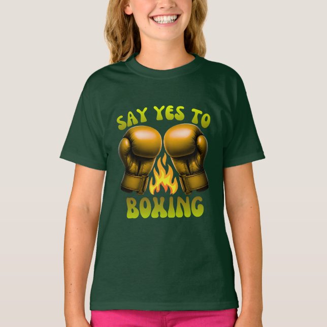 säg ja till boxning t shirt (Framsida)