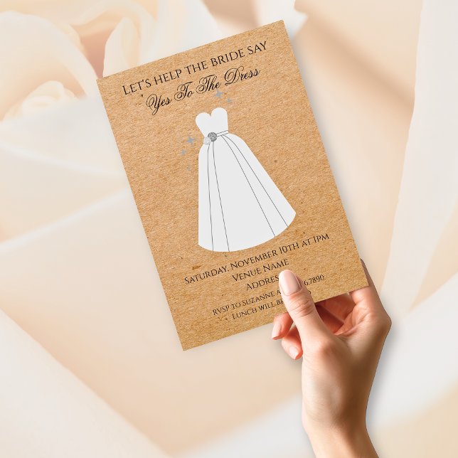 Säg ja till den rustika kraftbröllopsinbjudan inbjudningar (Say Yes to the Dress Rustic Kraft Invitation
)