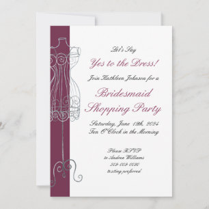 Säg ja till Dress Bridesmaid Shopping Party Inbjudningar