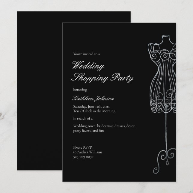 Säg ja till Dress Bridesmaid Shopping Party Inbjudningar (Fram/baksida)