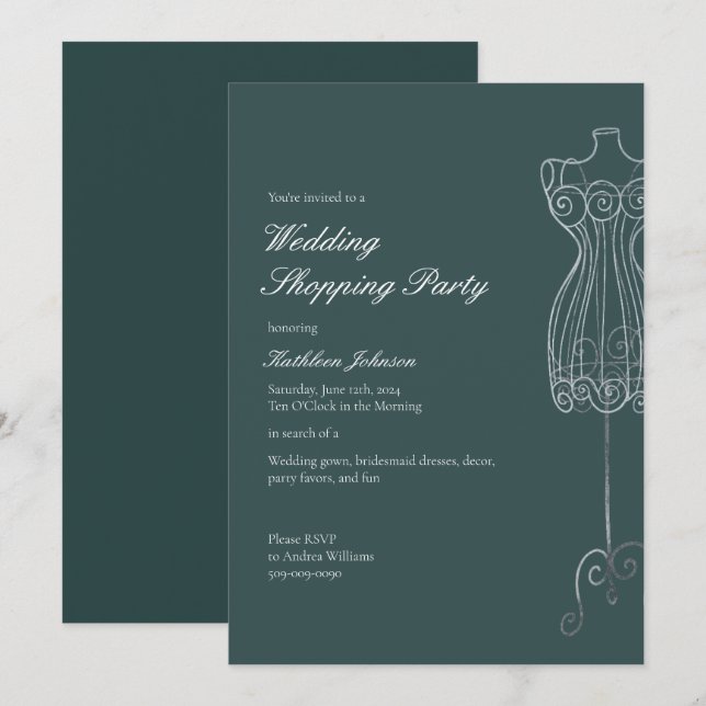Säg ja till Dress Bridesmaid Shopping Party Inbjudningar (Fram/baksida)