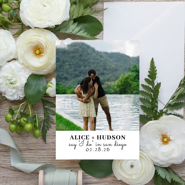 Säg Ja till Enkel Bröllopsfest Spara Datumet (Skapare uppladdad)