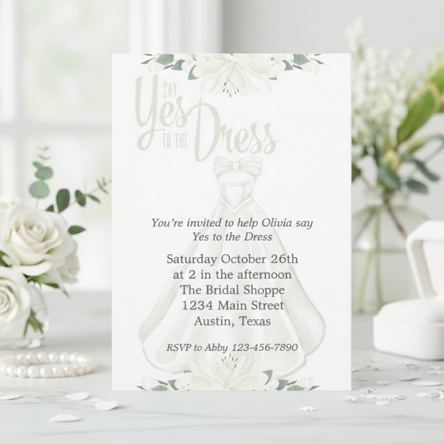 Säg ja till Möhippan Dress Inbjudningar (Say Yes To The Dress Bridal Invitation)