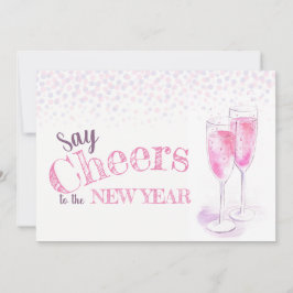 Säg jakande på nyårsglaset för rosa champagne inbjudningar