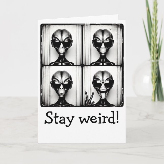 Säg konstig! Roliga Alien Selfie Bilder Födelsedag Kort (Framsida)