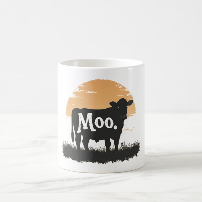 Säg Moo - Cute Cow Silhouette Kaffemugg (Center)