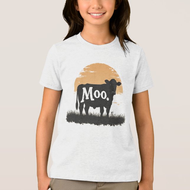 Säg Moo - Cute Cow Silhouette T Shirt (Framsida)