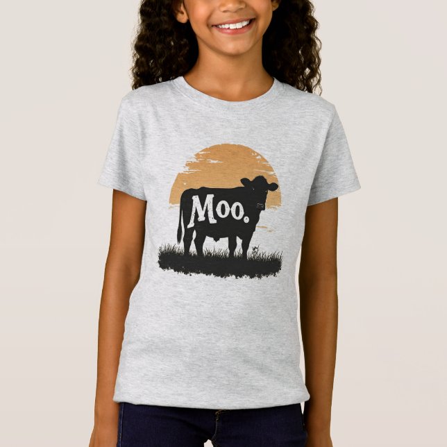 Säg Moo - Cute Cow Silhouette T Shirt (Framsida)
