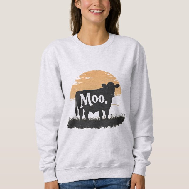 Säg Moo - Cute Cow Silhouette T Shirt (Framsida)