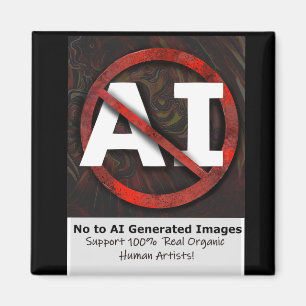 Säg nej till AI Art-genererad Bilder-knapp Magnet