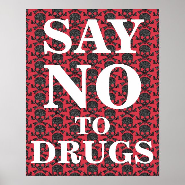 Säg nej till droger med Döskallar och Pills Illust Poster (Framsidan)