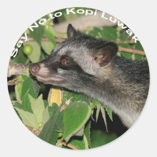 Säg nej till Kopi Luwak Sticker Runt Klistermärke